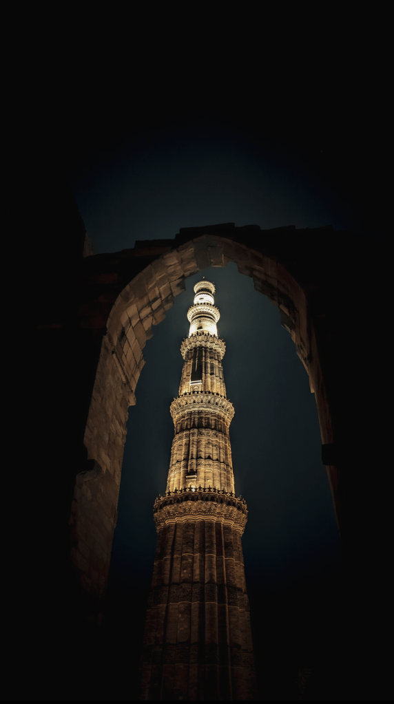 Qutub Minar at Night by Moksha